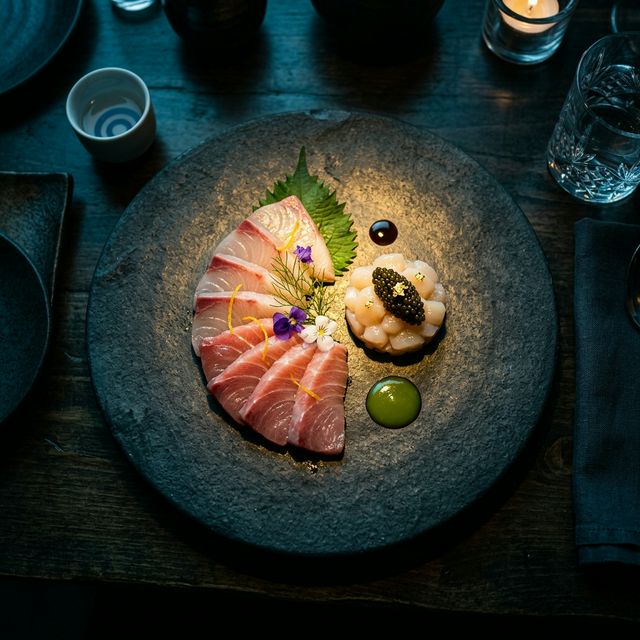 Raw seafood minimal plating